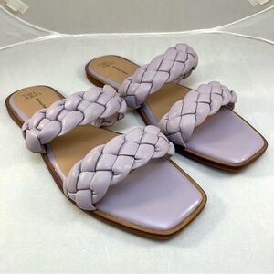 NWOT Time & True Pastel Purple Braided Strap Flat Sandals Size 11